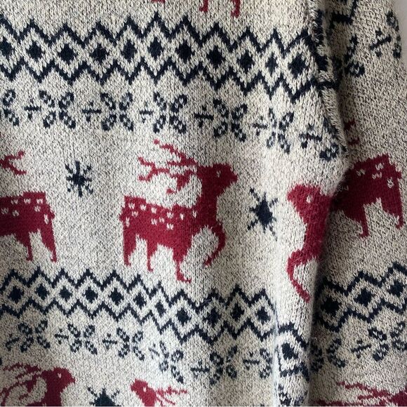 shineflow beige reindeer christmas sweater size l large - Picture 5 of 6